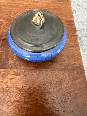 Andre’s McCorkindale Blue Ceramic Trinket Jar with Black Lid